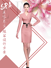 淺粉色女款美容技師制服設計圖675