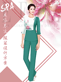 原創設計美容技師服裝款式圖786