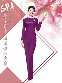 時(shí)尚深紫色長袖女款醫(yī)療美容制服設(shè)計(jì)圖808