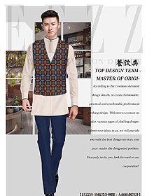 原創制服設計男款中餐服務員服裝款式圖2155