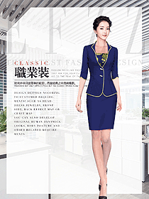 新款藍(lán)色女職業(yè)裝夏裝制服設(shè)計圖1014