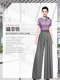 時尚淺紫色女職業裝夏裝制服設計圖1047