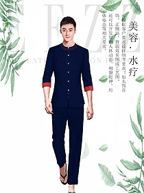 原創(chuàng)設(shè)計(jì)藍(lán)色會(huì)所服務(wù)生服裝款式圖898