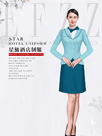 時尚淺藍色客房服務員服裝款式圖663