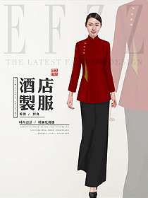 長袖女款中餐廳服務員制服設計圖2226