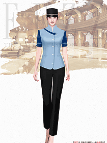 海濱城市星級(jí)酒店夏季女款門童制服設(shè)計(jì)圖