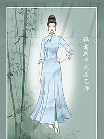 新中式穿搭-詮釋古香古色的東方美學山水畫旗袍設計圖