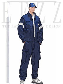 寶藍(lán)色春秋夾克防靜電工作服套裝定制款