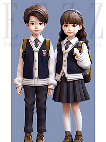 兒童學(xué)院風(fēng)JK校服春秋裝開(kāi)衫針織毛衣三件套