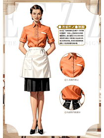 餐飲咖啡店短袖襯衫工作服手繪圖