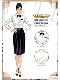 酒店服務員工作服女春夏長袖手繪圖